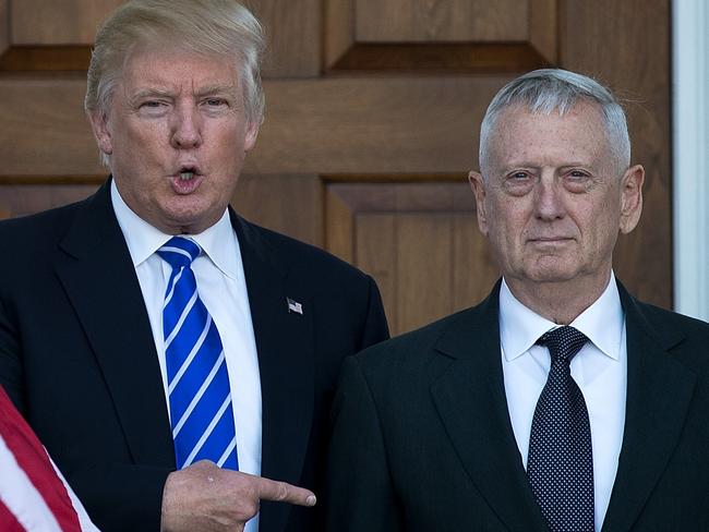 Donald Trump and General Jim Mattis. Picture: Getty