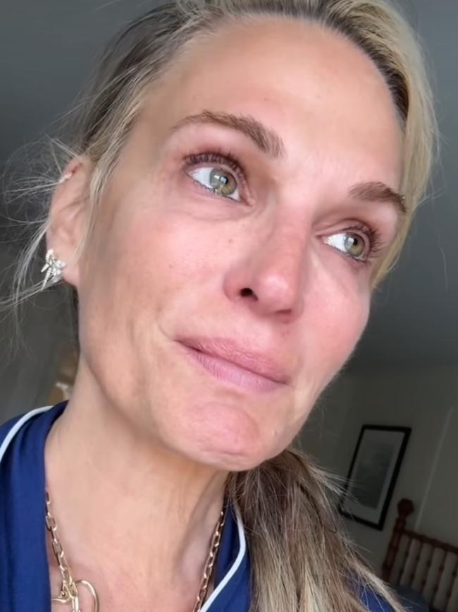 Molly Sims breaks down on camera amid the California fires.