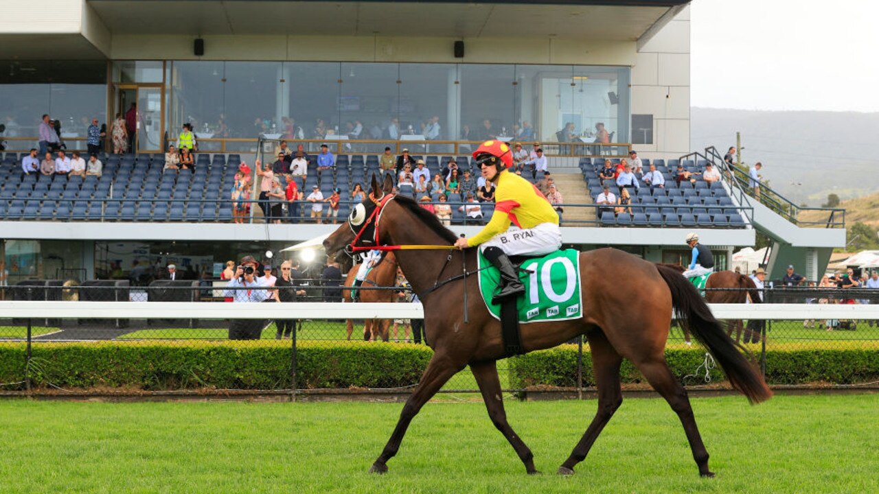 WOLLONGONG, AUSTRALIA - NOVEMBER 21: Brock Ryan on She's All In returns to scale after winning race 2 the TAB Highway Handicap during 'The Gong Race Day' at Illawarra Turf Club, Kembla Grange, on November 21, 2020 in Wollongong, Australia. (Photo by Mark Evans/Getty Images)