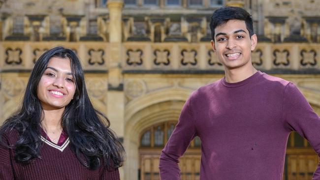 International students Ansh Birani and Shivani Bura from India at University of Adelaide, OCTOBER 1, 2022. Picture: Brenton Edwards