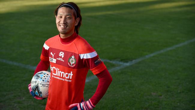 Campbelltown City's Japanese import Yohei Matsumoto helped the Red Devils get on the winners’ list with a goal in their 4-3 win against Adelaide United youth on Sunday. Picture: Naomi Jellicoe