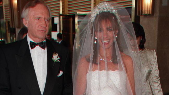 Ann Peacock on her wedding day with her father, Andrew Peacock.