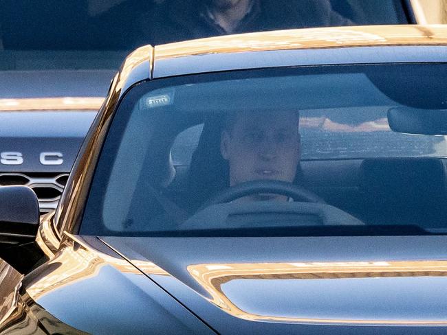 Prince William drives himself away from the London Clinic after visiting his wife. Picture: AFP