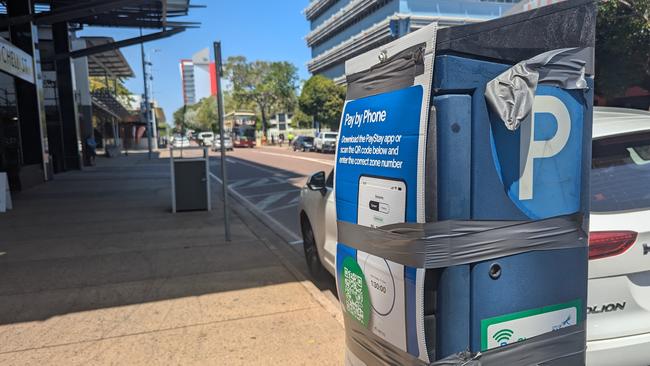 City of Darwin parking meters are currently only accepting payment through PayStay. Picture: Alex Treacy