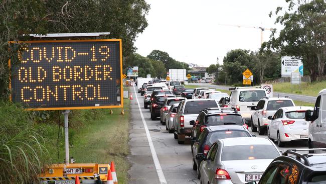 Traffic at the NSW-Queensland border. Picture: Jason O'Brien