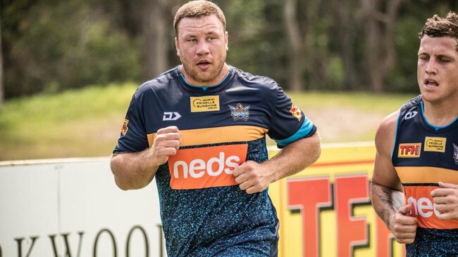 Shannon Boyd gets to work in the pre-season. Picture: Gold Coast Titans