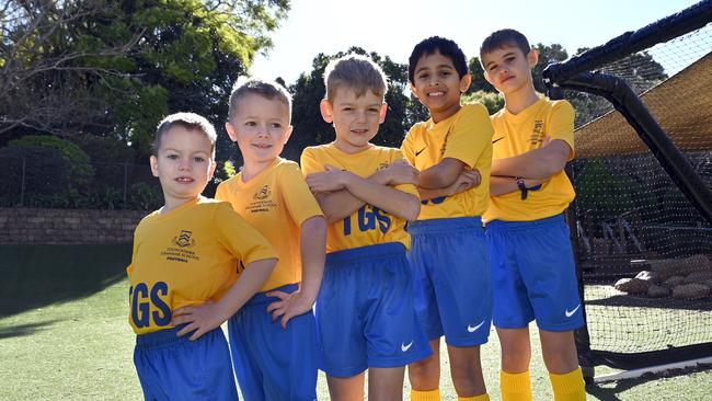 Looking forward to the first games for Toowoomba Grammar School in the Toowoomba Football Leagues junior competition are (from left) Peter Donovan, Jack Beresford, James Andersen, Joseph Fernando and Dominic Alexander.