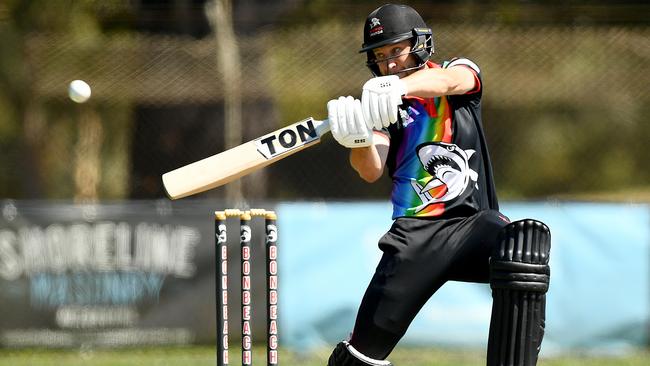 Tom Smith of Bonbeach batting this season. He made 115 on Saturday. (Photo by Josh Chadwick)