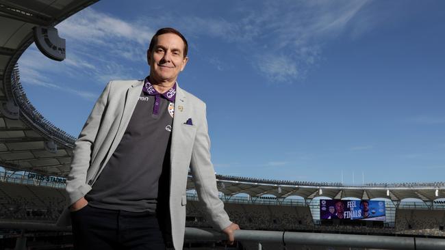 Tony Sage, Perth Glory’s owner, at Optus Stadium. Picture: Philip Gostelow