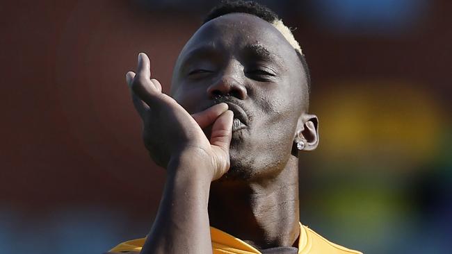 NCA. MELBOURNE, AUSTRALIA. September 12 , 2024. AFL.  Hawthorn captains run at the Adelaide Oval.  Mabior Chol of the Hawks  during todays light training session at the Adelaide Oval today    . Pic: Michael Klein