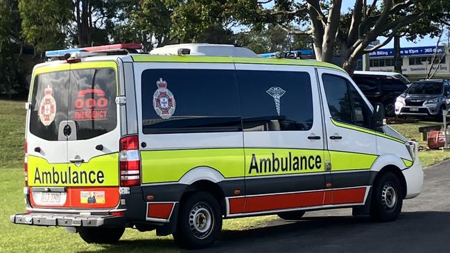 An ambulance leaves Choice Homes Oval, Oxenford on the Gold Coast after a man was struck in the head by a cricket ball at the T20 final on September 29, 2024.