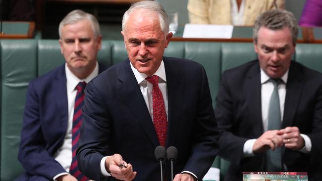 Prime Minister Malcolm Turnbull in Question Time. Picture: Kym Smith