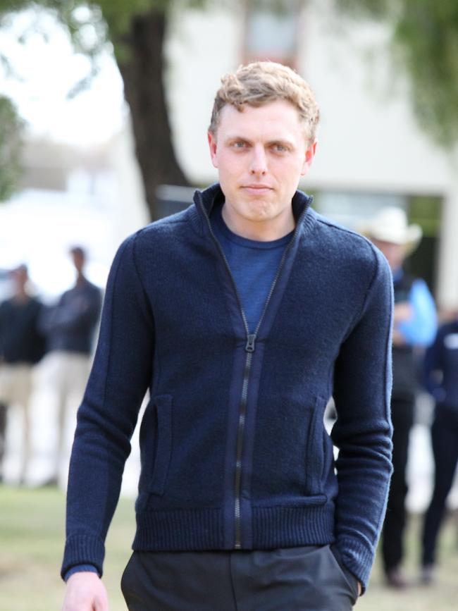 Fashion choice: Hayden McKay wears an extra fine Merino wool jumper and pants from Country Road at last year’s Riverina Sheep Expo.