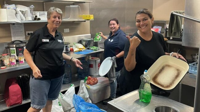 Bowen PCYC volunteers Robyn Burrell and Chelle Davison with Selectability support staff Fallon Warcon keeping everyone fed with home cooked meals. Photo: Contributed