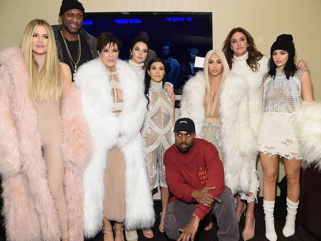 Lamar Odom and Khloe Kardashian with the rest of her family (left-right) Kris Jenner, Kendall Jenner, Kourtney Kardashian, Kanye West, Kim Kardashian, Caitlin Jenner and Kylie Jenner. Picture: Getty