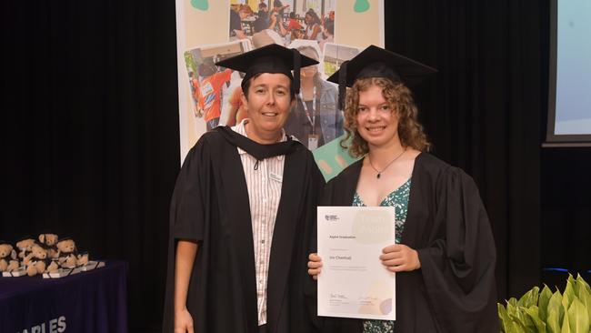 Iris Chenhall, right, wants to study medicine after having graduated from the Aspire Program. Picture: Yuvraj Pokhrel