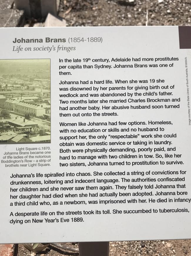 A sign at Johanna Brans’ grave.