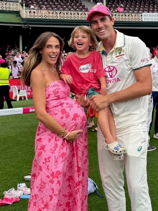 Pat Cummins, Becky Cummins and their son Albie. Photo: Instagram.