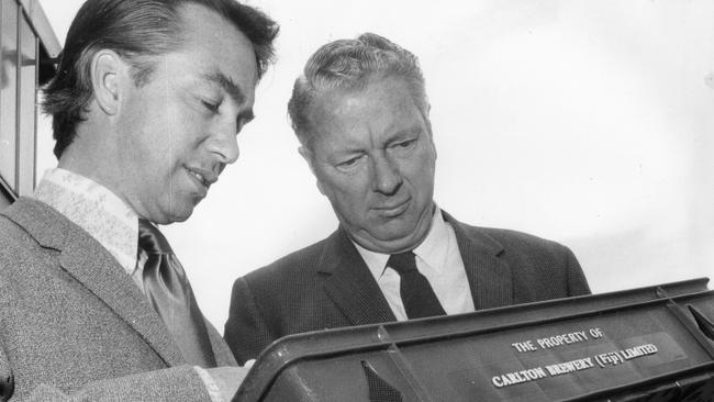 Castalloy Ltd. managing director Harry Phipps with then SA Premier Don Dunstan in 1971.