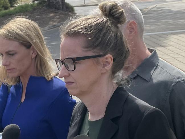 Jenni Wilmott leaving the Christies Beach Magistrates Court. Ms Wilmott is accused of criminal neglect following the death of her adopted daughter. Picture: Kaysee Miller