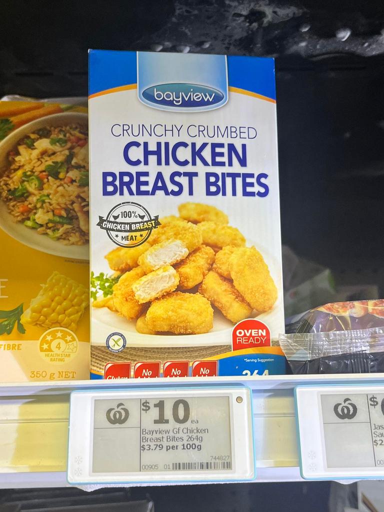 The only gluten free nuggets at a local Woolworths cost $10 for 264 grams. Picture: news.com.au