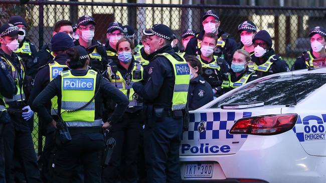 A heavy police presence was soon on scene after the announcement of the lockdown. Picture: Ian Currie