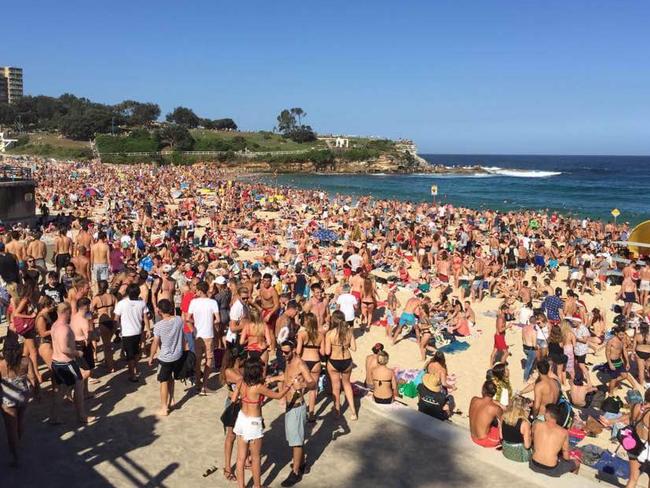 The masses of people at Coogee Beach on Christmas Day.