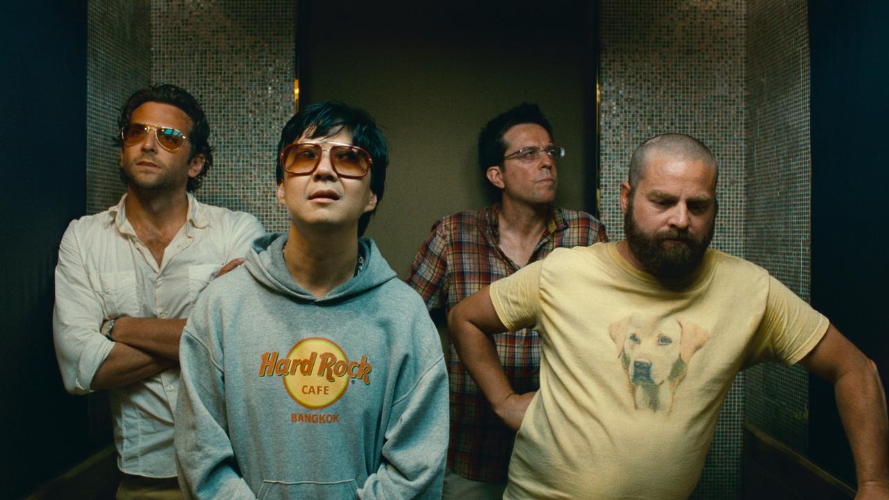 (L to R) Bradley Cooper as Phil, Ken Jeong as Mr. Chow, Ed Helms as Stu and Zach Galfianakis as Alan in a scene from comedy film The Hangover Part II, a Warner Bros. Pictures release.