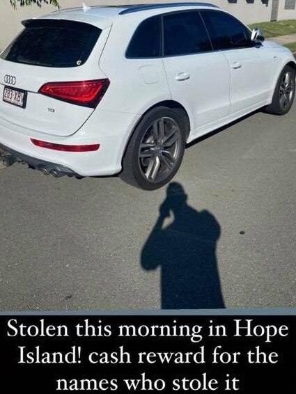 A story from Mitchell Booth’s Facebook on the day of the Audi theft. Picture: Facebook