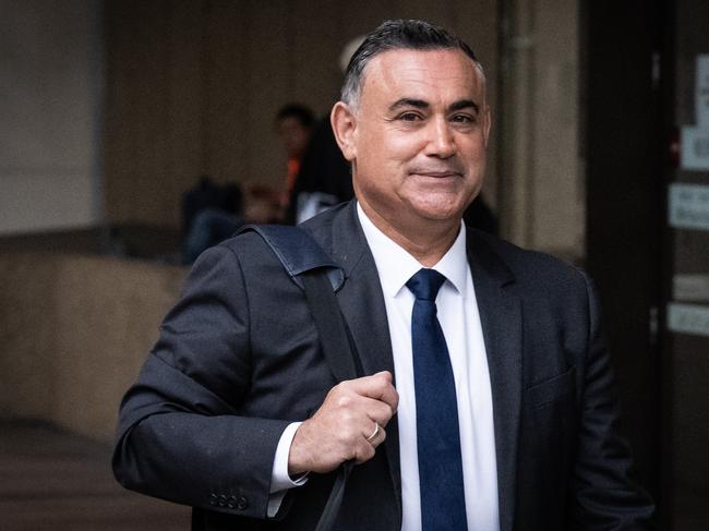 Former NSW Deputy Premier John Barilaro arriving at Federal Court, Sydney during the court case. Picture: James Gourley