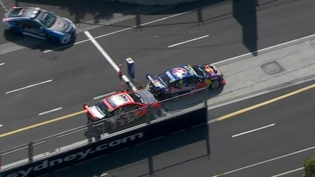 SVG squeezed in ahead of Tander as they exited the pits.