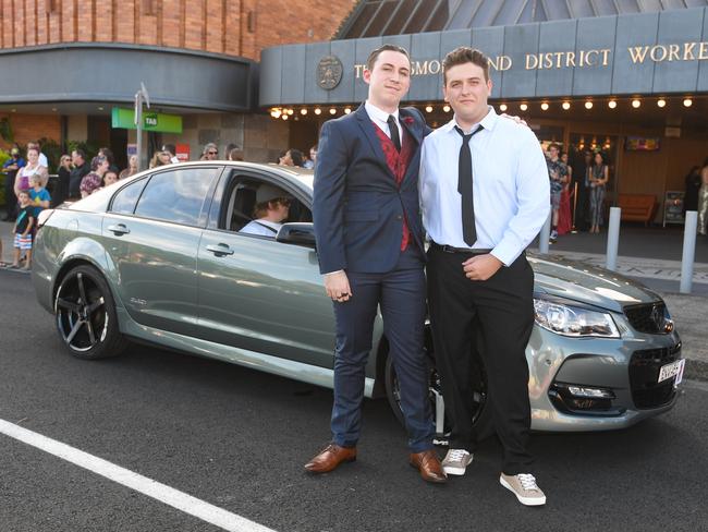 Lismore High students Harrison Ackrell and Shilo Lindsay arrive for their formal.