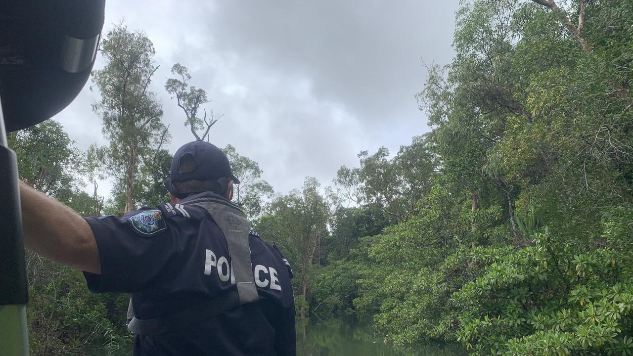 A four-metre crocodile was found close to the vessel of missing man Andrew Heard on Saturday. It has since been put down and taken back to the mainland.