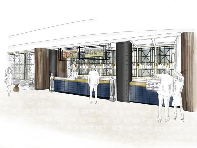 An artist’s impression of the Club Stand courtyard bar. Picture: Supplied