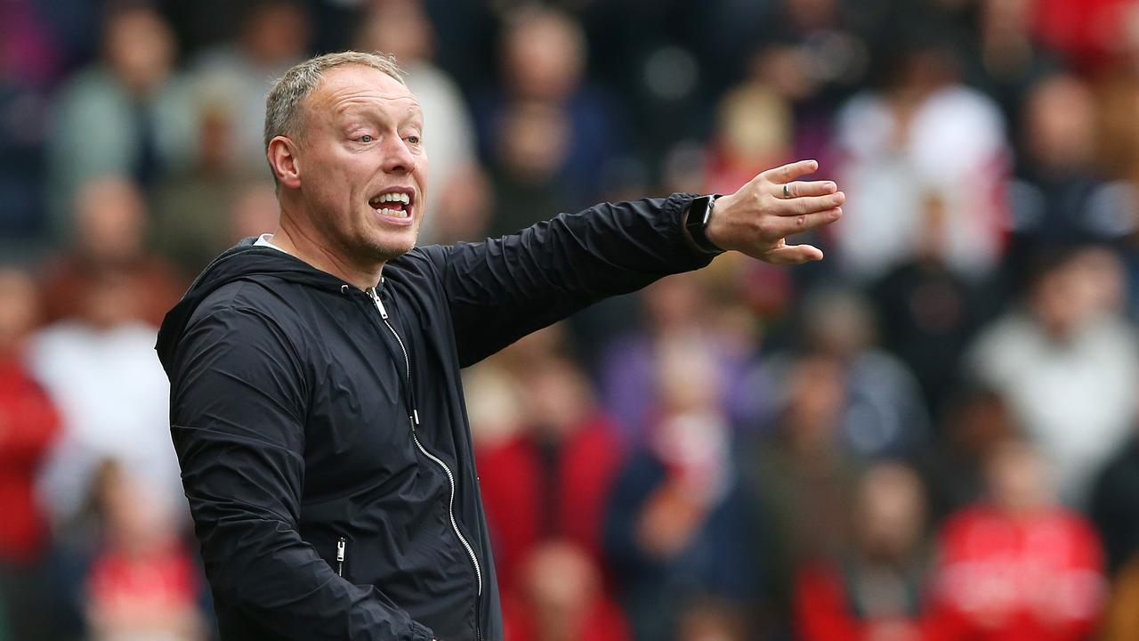 HULL, ENGLAND - MAY 07: Steve Cooper, Manager of Nottingham Forest reacts during the Sky Bet Championship match between Hull City and Nottingham Forest at KCOM Stadium on May 07, 2022 in Hull, England. (Photo by Nigel Roddis/Getty Images)