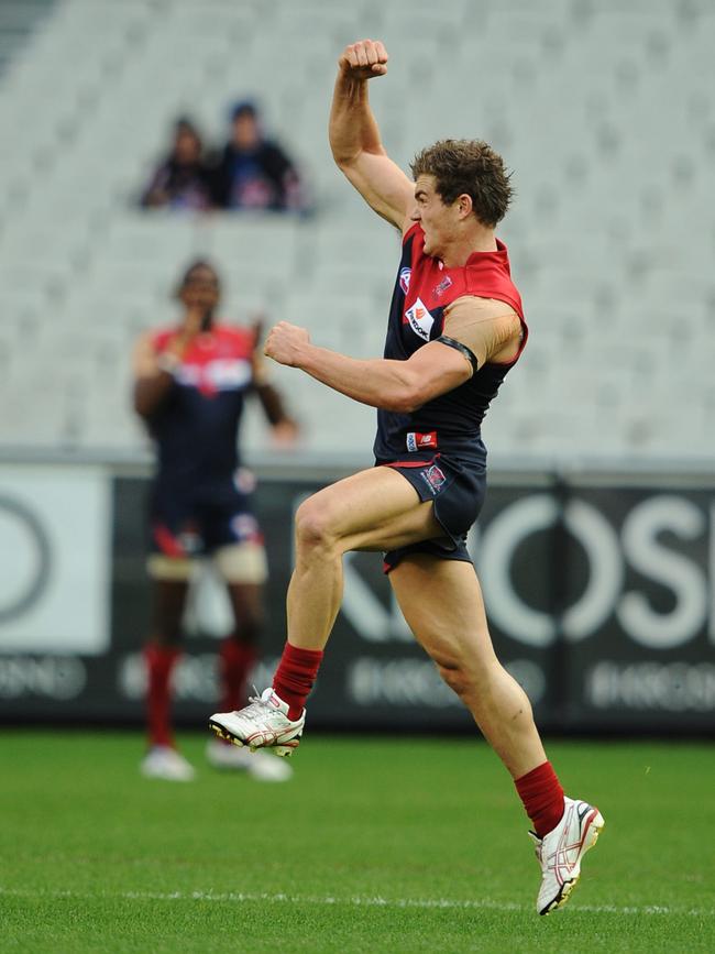 Tapscott celebrates a goal.