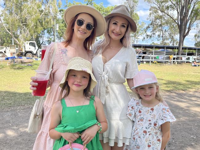 Emma Shaw and Keeley with Kurstyn Elliott and Isla at the Torbanlea Picnic Races.