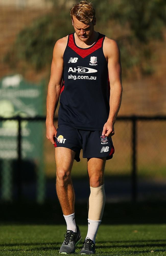 Jack Watts is restricted to walking laps at Demons training.