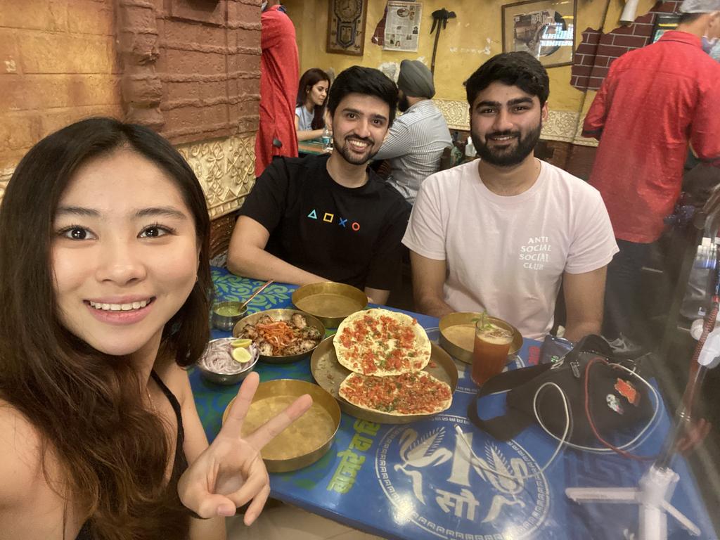 Mhyochi had lunch with Aditya and Atharva, who rescued her from the situation. Picture: Mhyochi/Twitter