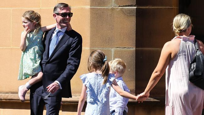 The NSW Premier seen with his family at Government House in Sydney after the swearing-in ceremony for the new Ministers and their families. Picture: NCA NewsWire/Gaye Gerard