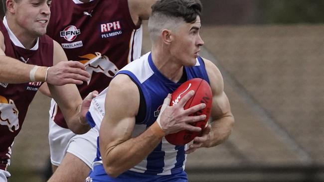 EFL Division 3 2022 football: Ferntree Gully v Whitehorse Pioneers at Wally Tew Reserve. Alex Bull (Ferntree Gully).  Picture: Valeriu Campan