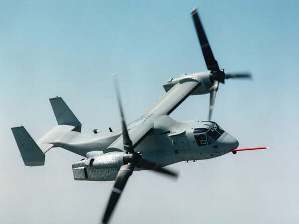 DECEMBER, 2002 : Boeing's inovative Osprey flying like normal aircraft, 12/02 that also hovers & lands like a helicopter.USA / Aviation