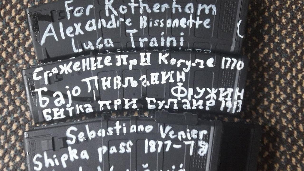 Tarrant wrote on his weapons in English and Cyrillic alphabet about past violent events in Europe.