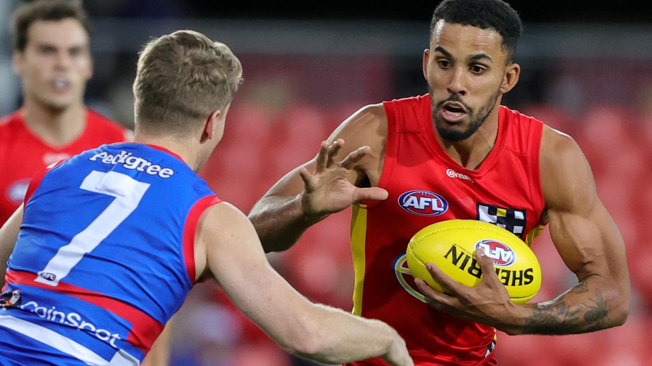 Touk Miller and his Suns teammates take on West Coast in Perth in Round 1.