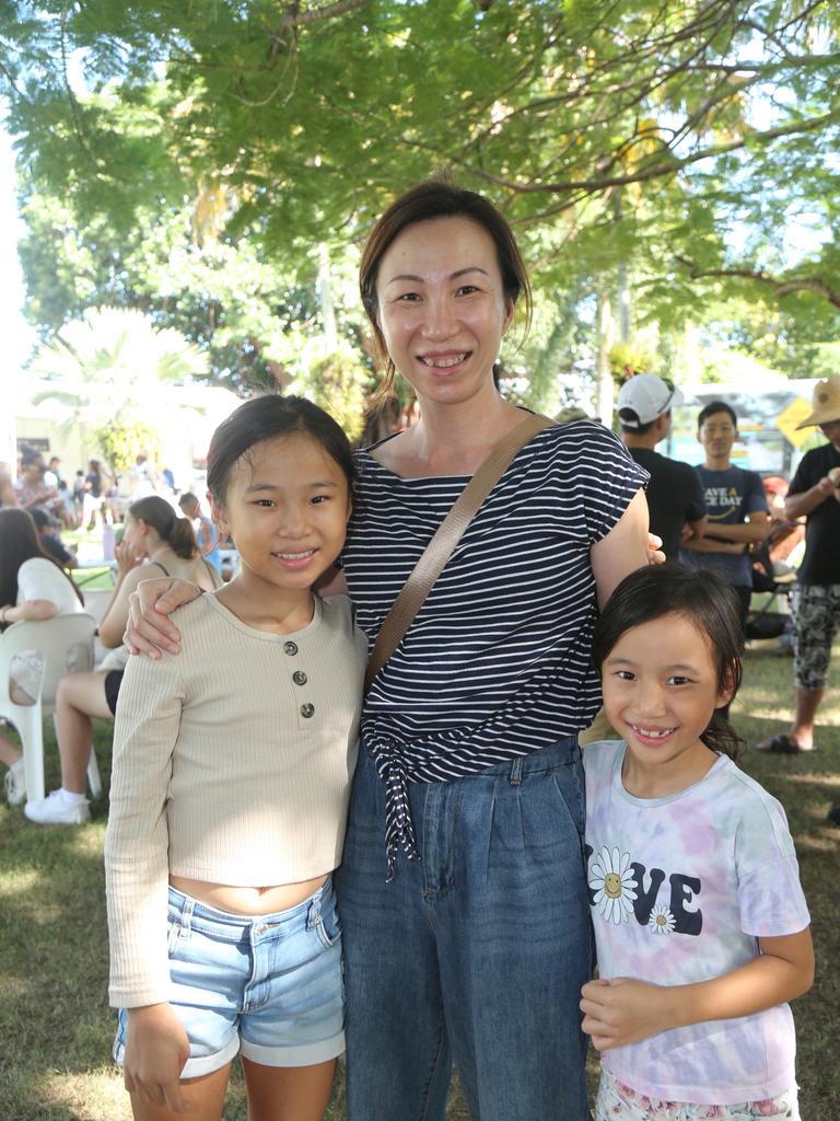 Lynn, Winky and Lisa Takahashi enjoy the day at Cairns Ecofiesta, 2024. Photo: Catherine Duffy