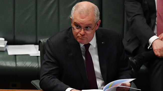 Scott Morrison in the House of Representatives at Parliament House, Canberra, on Tuesday. Picture: Sam Mooy