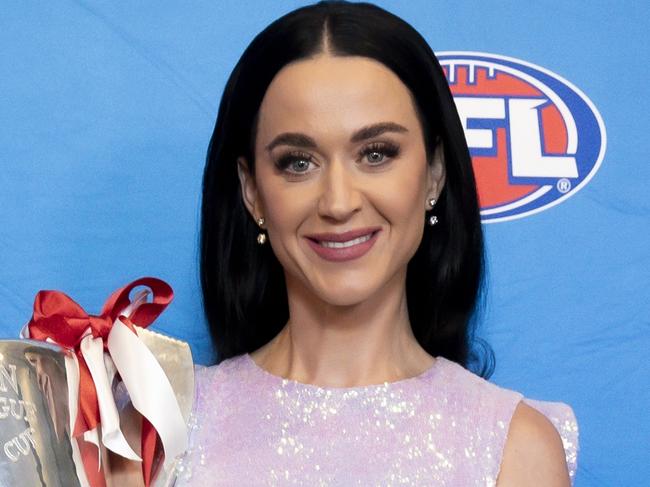 MELBOURNE, AUSTRALIA - SEPTEMBER 26:  Katy Perry attends the media call for the AFL 2024 Telstra Pre-Game Entertainment at Melbourne Cricket Ground on September 26, 2024 in Melbourne, Australia. (Photo by Sam Tabone/Getty Images)