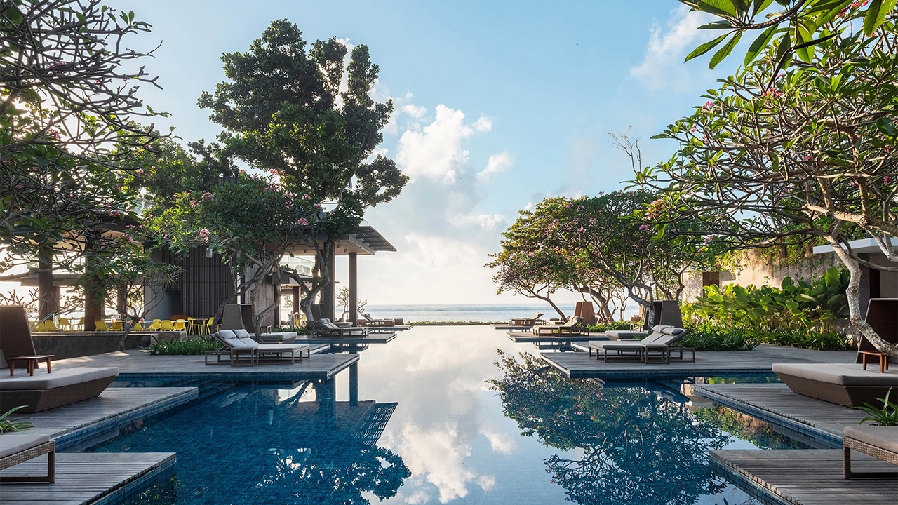 The five-star Maya Sanur Resort & Spa in Bali is an absolute steal at $1999 per room for six-nights. Picture: Luxury Escapes