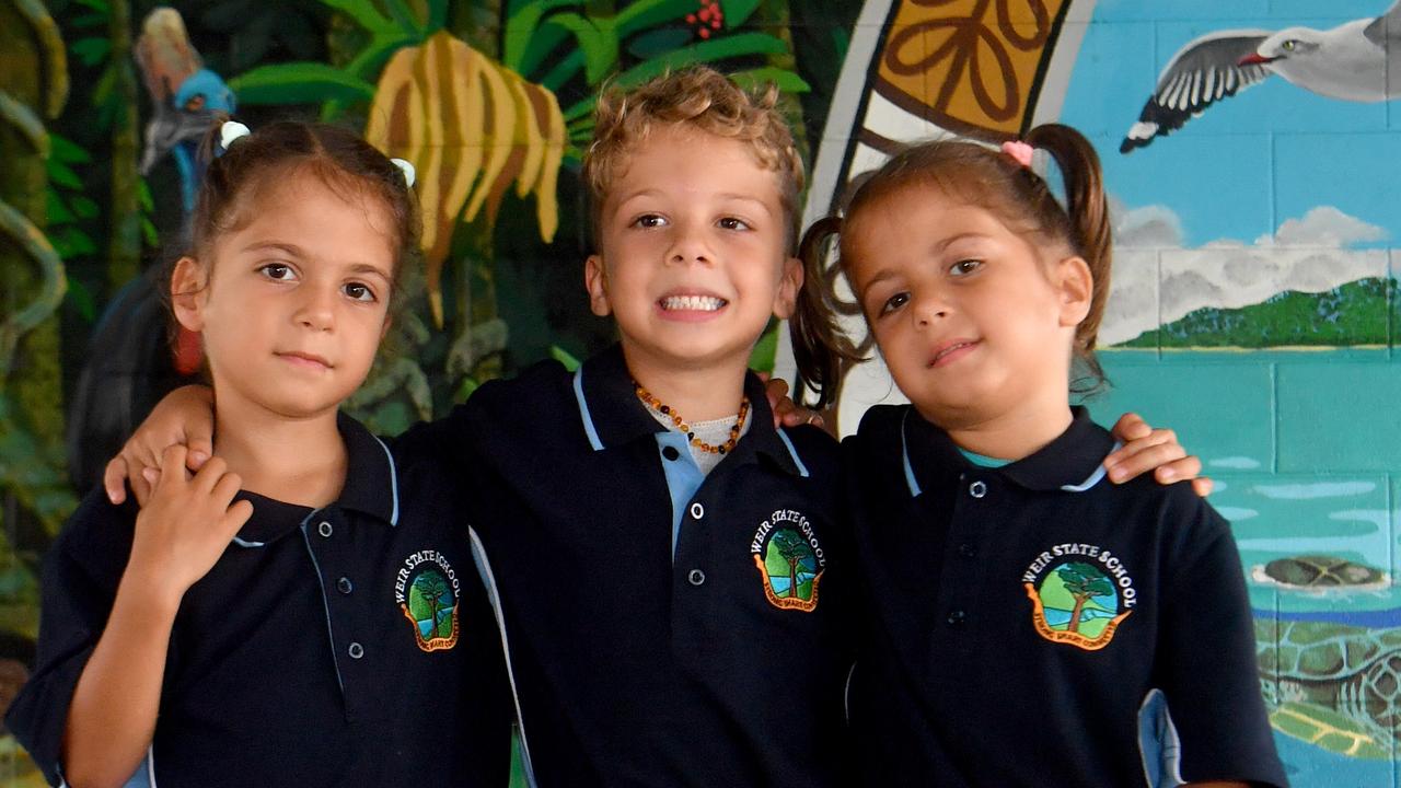 Three times the excitement for first day of school