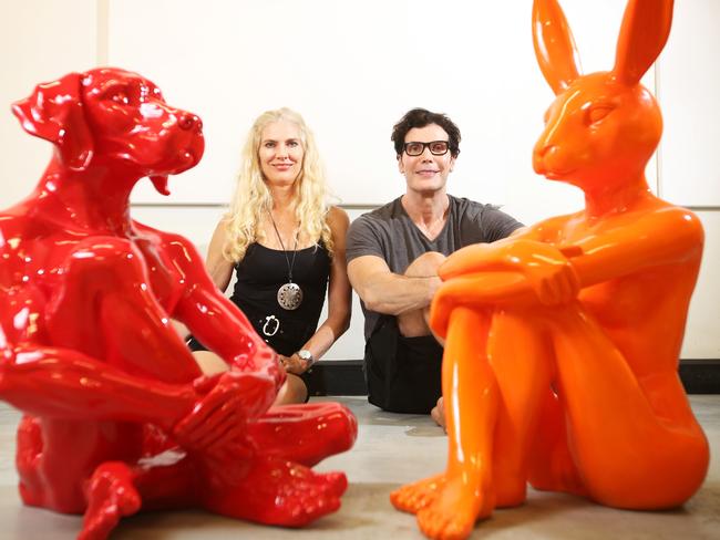 Sculptors Gillie and Marc Chattner with a sample of their work. Picture: Bob Barker.